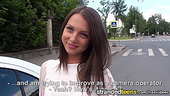 European Teen Enjoys Steamy Anal Sex In A Car