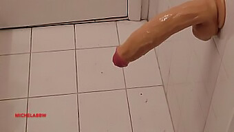 Amateur Pleasures Himself With A Large Penis In The Bathroom