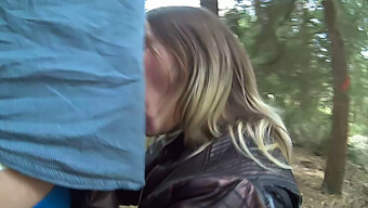 Barbara Gives A Passionate Blowjob In A Wooded Area