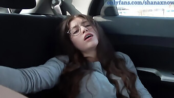 Astonishingly Attractive Brunette Teen Pleasures Herself In Car