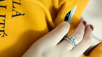 Russian Teen'S Intimate Daytime Striptease In A Cozy Yellow Hoodie